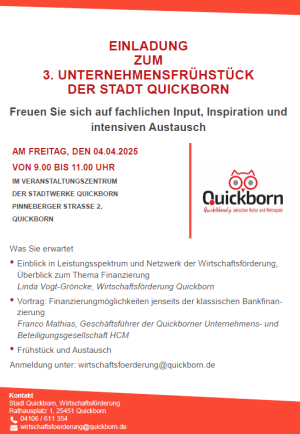 Bürgerinfo Nr. 040 einladung an alle quickborner unternehmen zum 3. unternehmensfrühstück der stadt quickborn