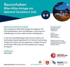 Bürgerinfo 340 Baustellenschild_ Baustart für neue Bike_Ride-Anlage