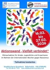 Die Stadtbücherei Quickborn lädt zu vielfältigen Aktionen im Rahmen der Internationalen Wochen gegen Rassismus ein